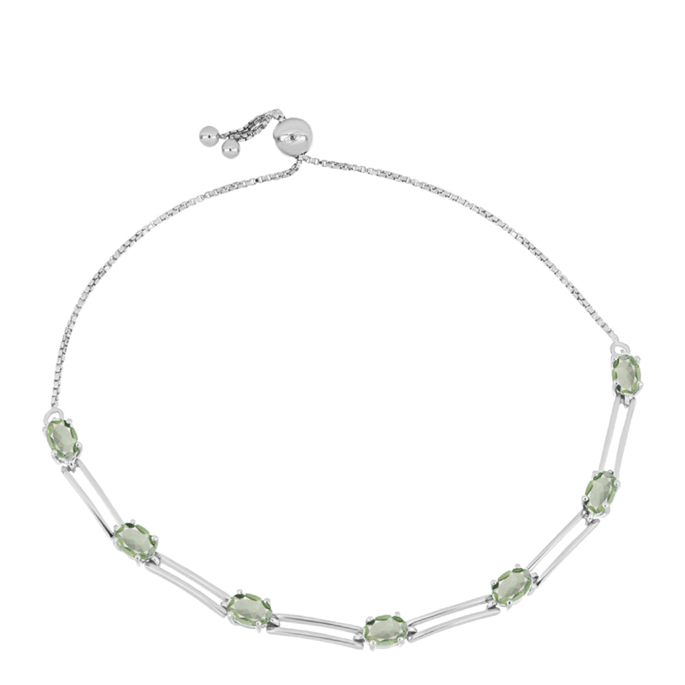 Silberarmband mit grünem Amethyst 1 