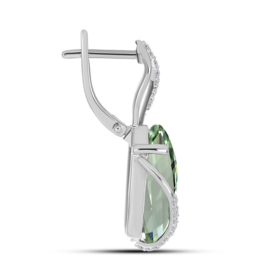 Silberohrringe mit grünem Amethyst und weißem Topas 2 