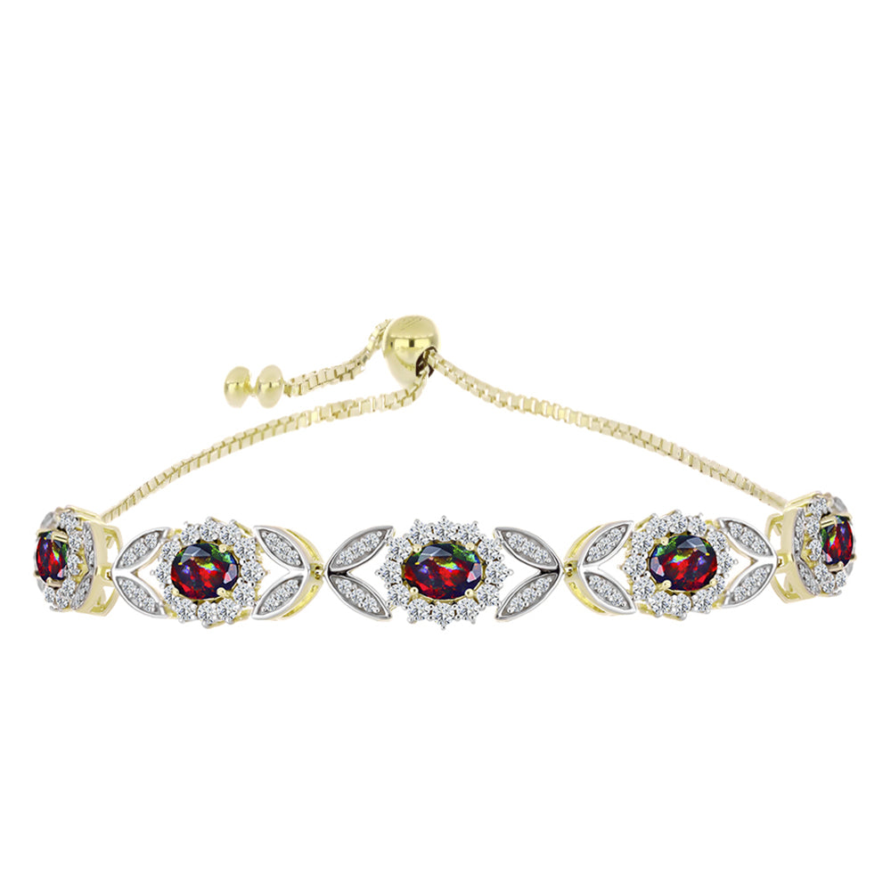 Goldplattiertes Silberarmband mit mitternachtsschwarzem äthiopischen Opal aus Lega Dembi und weißem Topas 1 