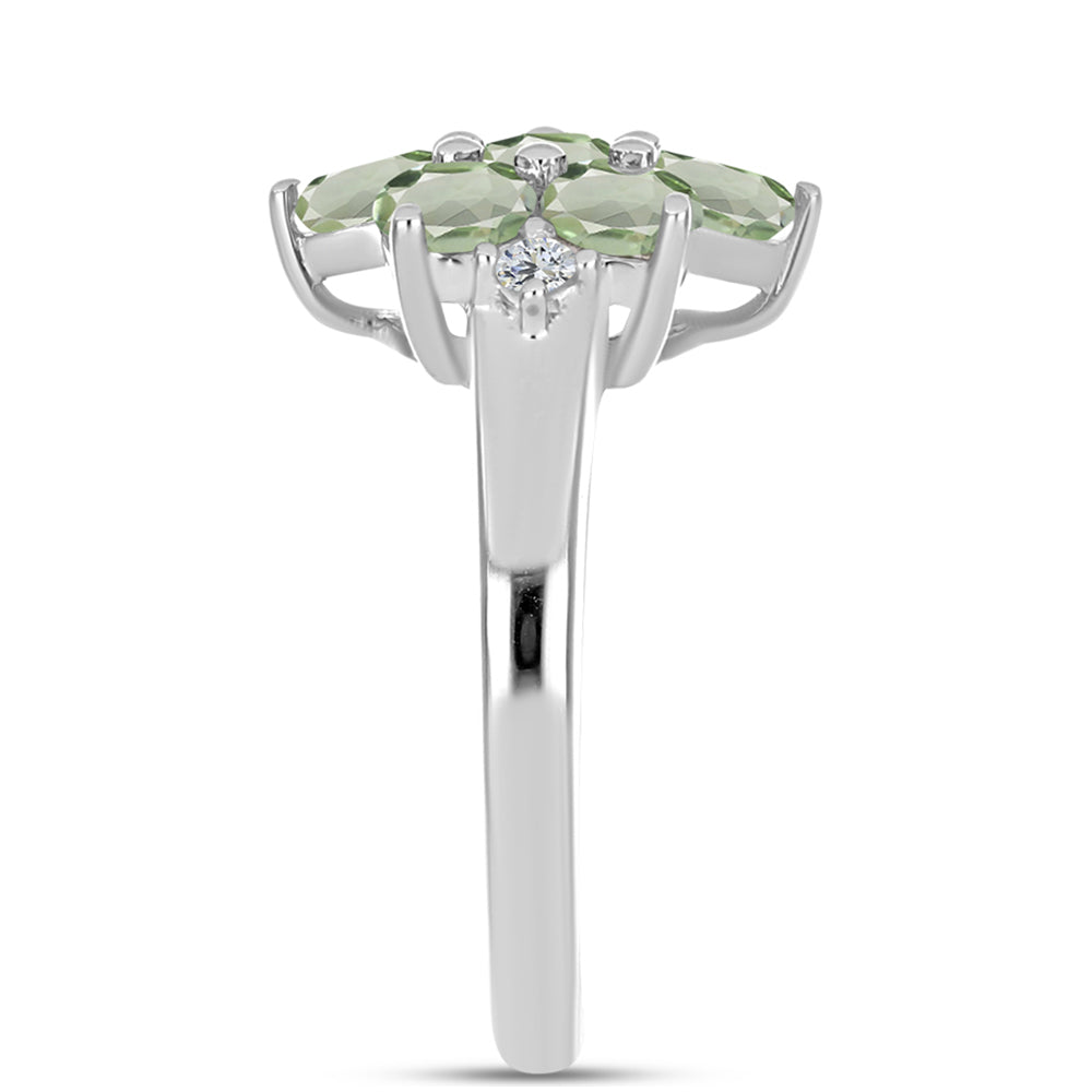 Silberring mit grünem Amethyst und weißem Topas 4 