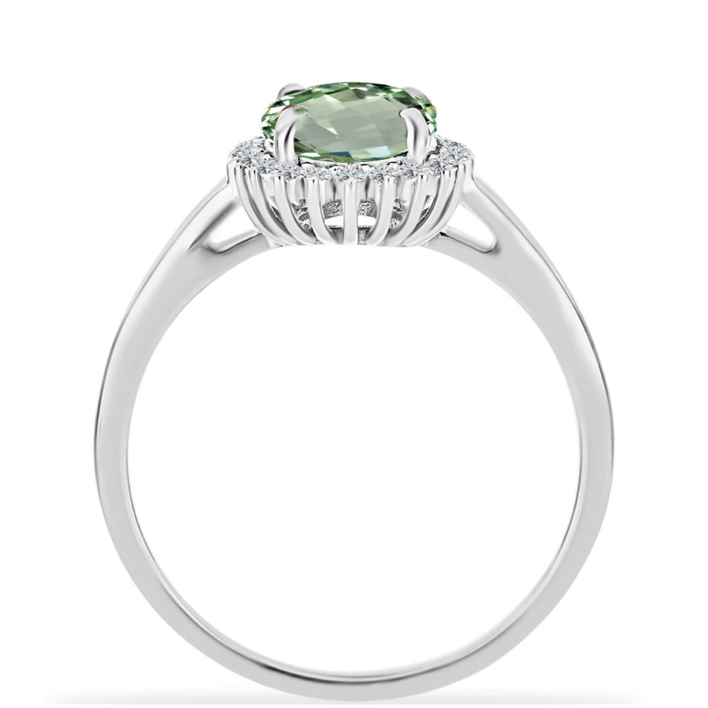 Silberring mit grünem Amethyst und weißem Topas 2 