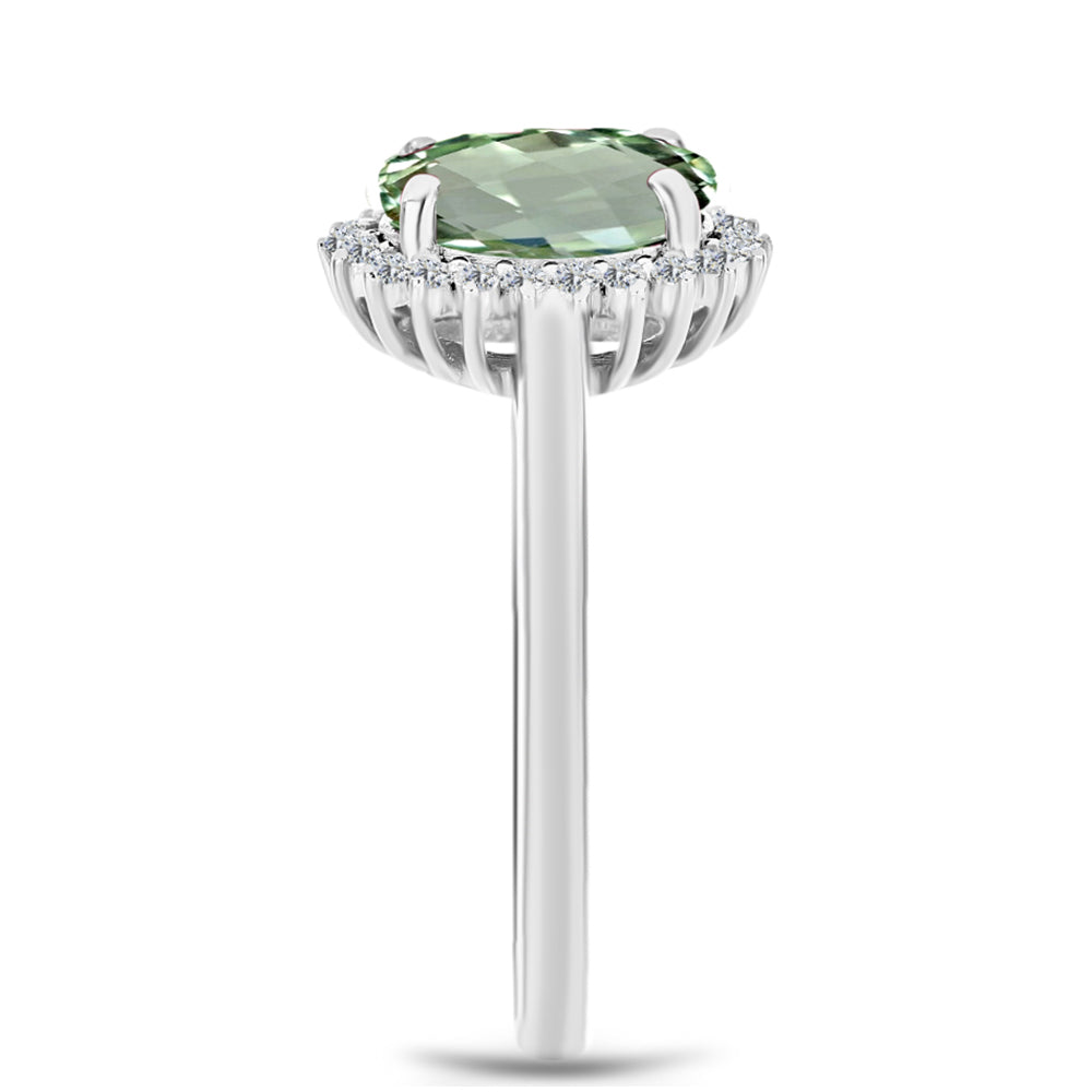 Silberring mit grünem Amethyst und weißem Topas 4 