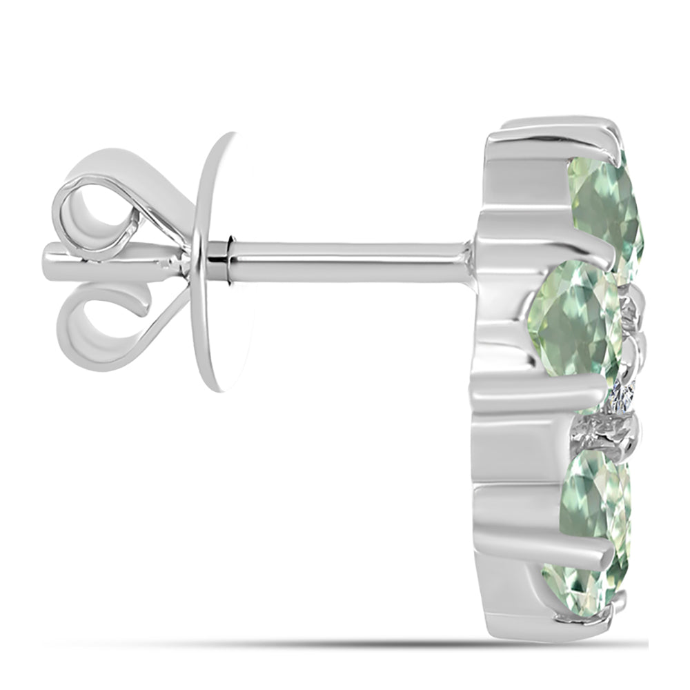 Silberohrringe mit grünem Amethyst und weißem Topas 2 