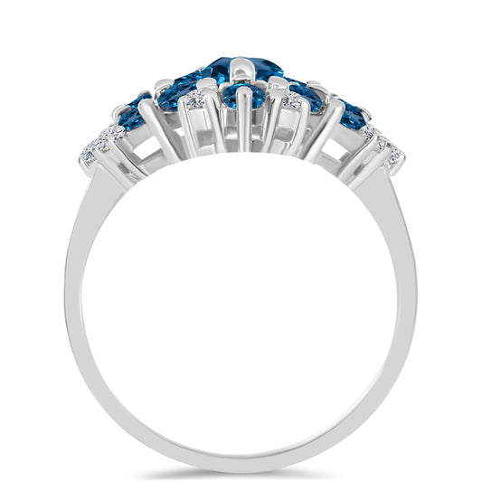 Silberring mit londonblauem Topas und weißem Topas