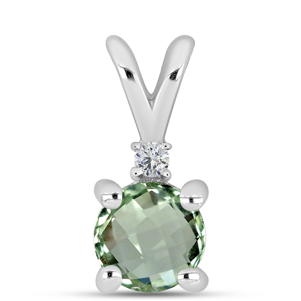 Silberanhänger mit grünem Amethyst und weißem Topas 1 