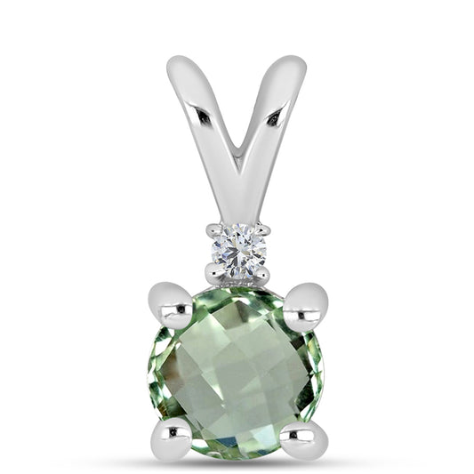 Silberanhänger mit grünem Amethyst und weißem Topas