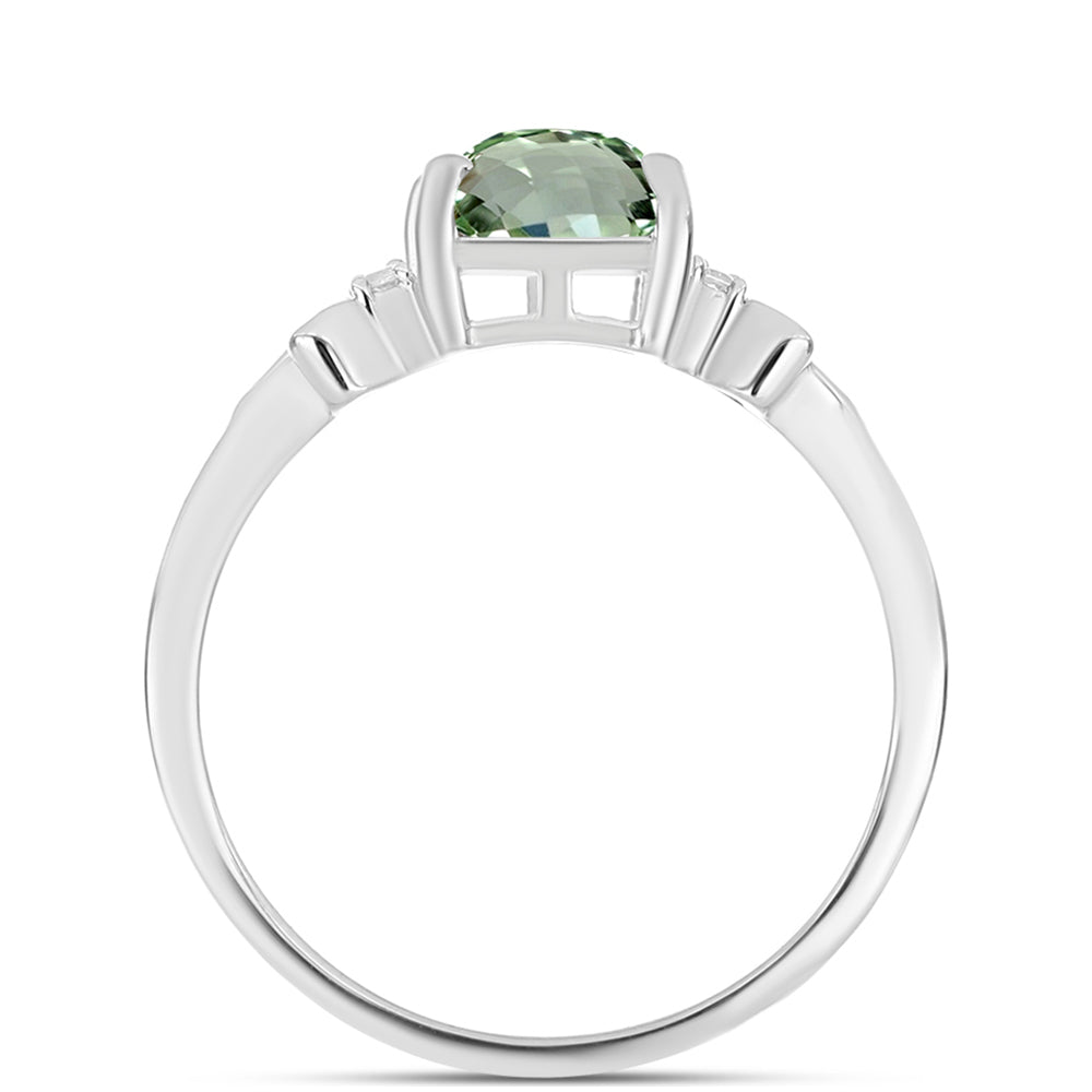 Silberring mit grünem Amethyst und weißem Topas 2 