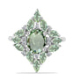 Silberring mit grünem Amethyst und weißem Topas