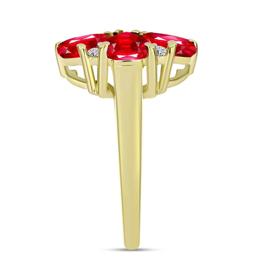 Goldplattierter Silberring mit rotem Achat und weißem Topas 4 