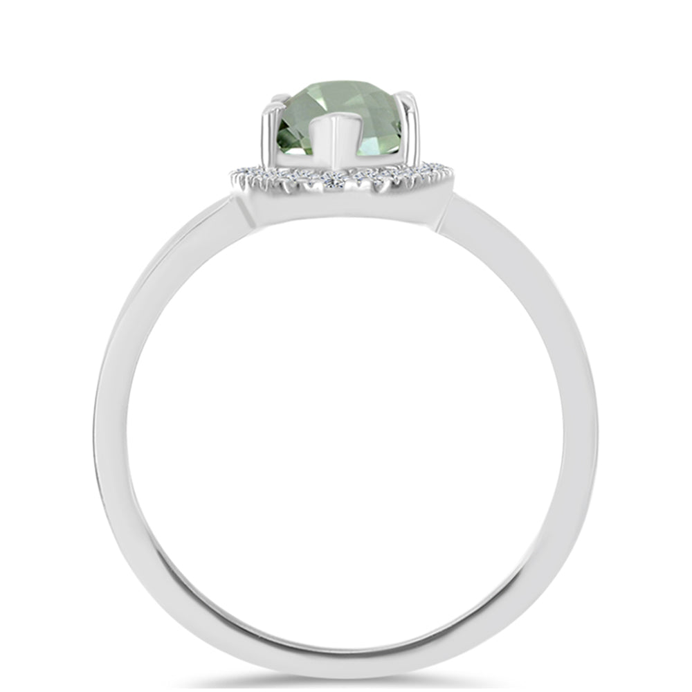 Silberring mit grünem Amethyst und weißem Topas 2 