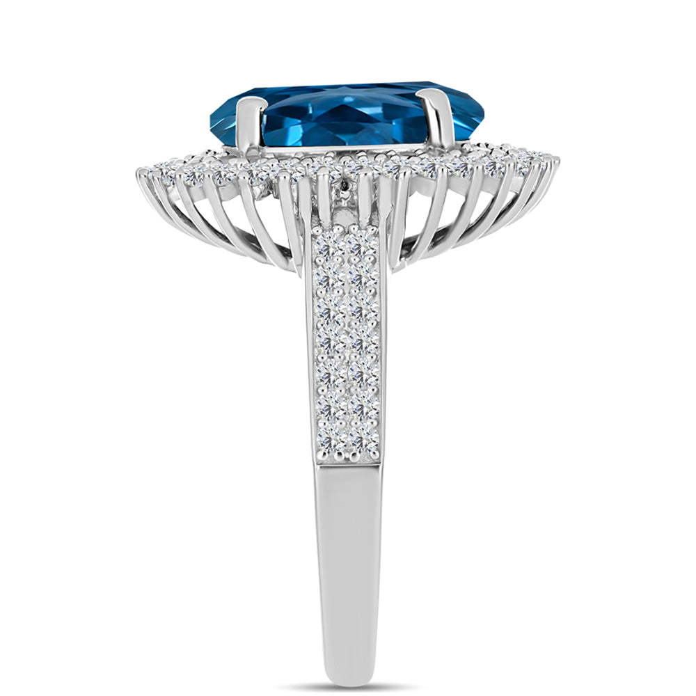 Silberring mit londonblauem Topas und weißem Topas