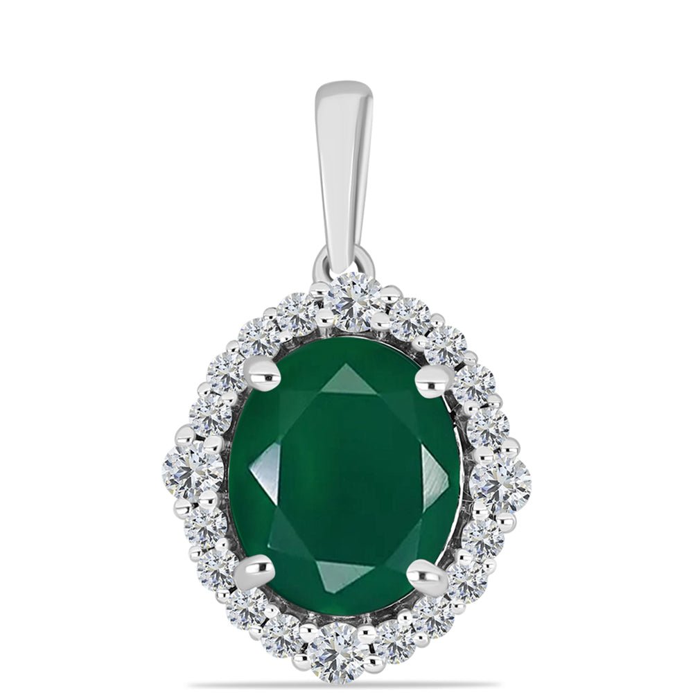 Silberanhänger mit grünem Chalcedon und weißem Topas 1 