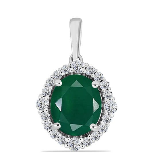 Silberanhänger mit grünem Chalcedon und weißem Topas