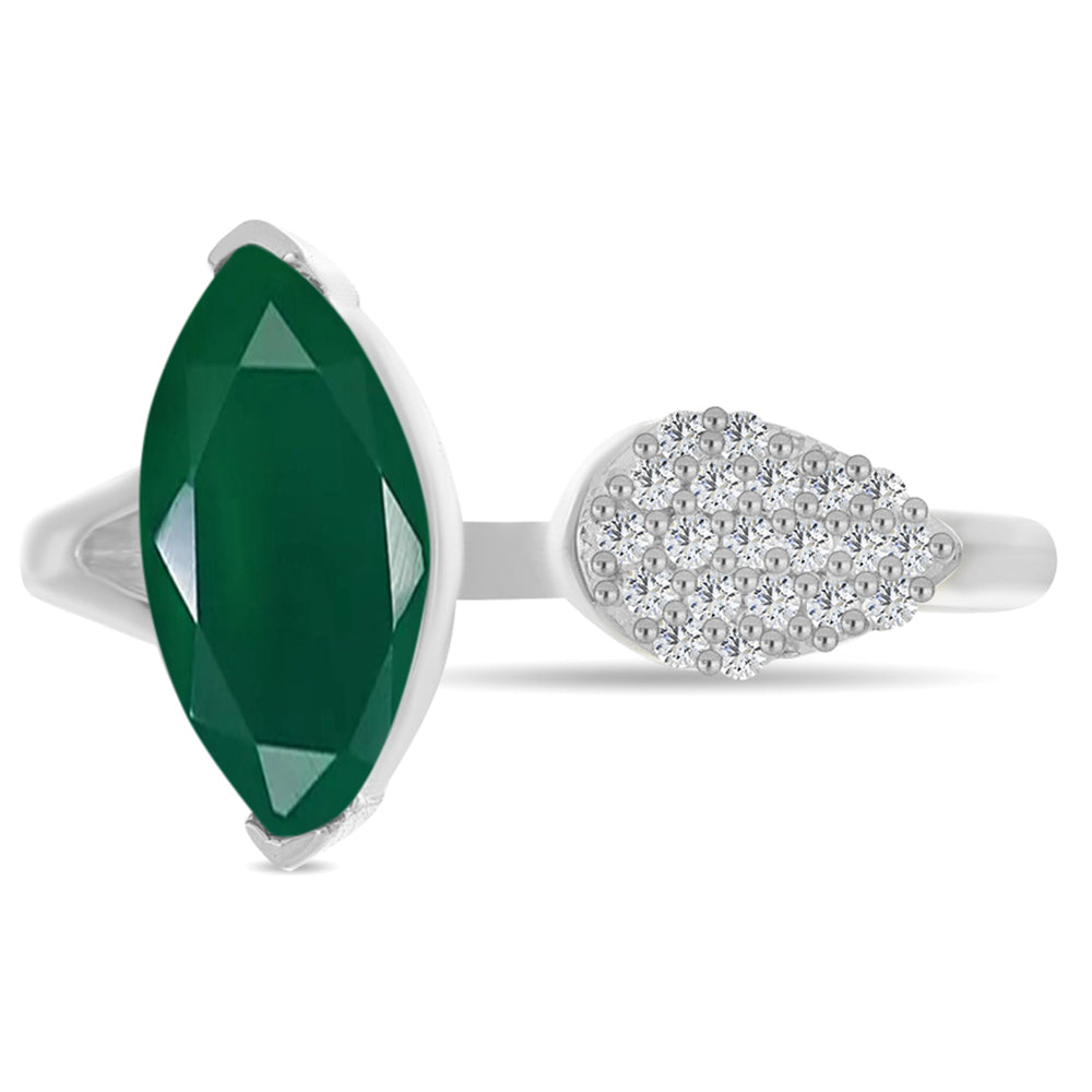 Silberring mit grünem Chalcedon und weißem Topas