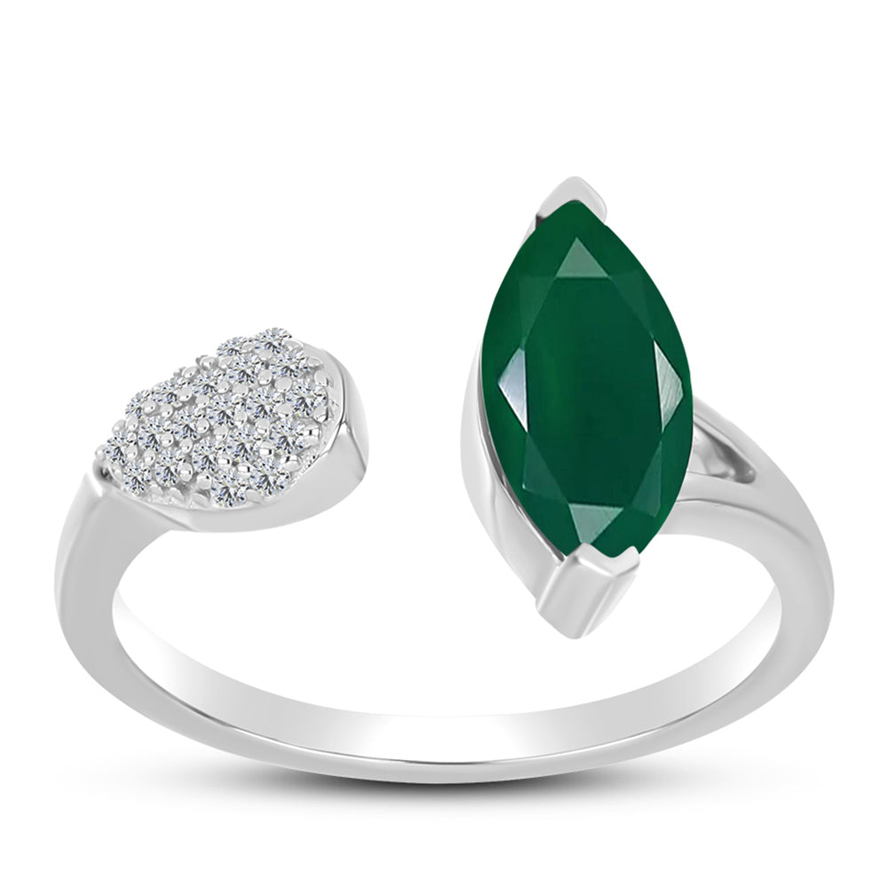 Silberring mit grünem Chalcedon und weißem Topas 3 
