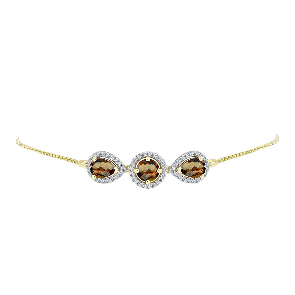 Goldplattiertes Silberarmband mit Cognac-Quarz und weißem Topas 2 