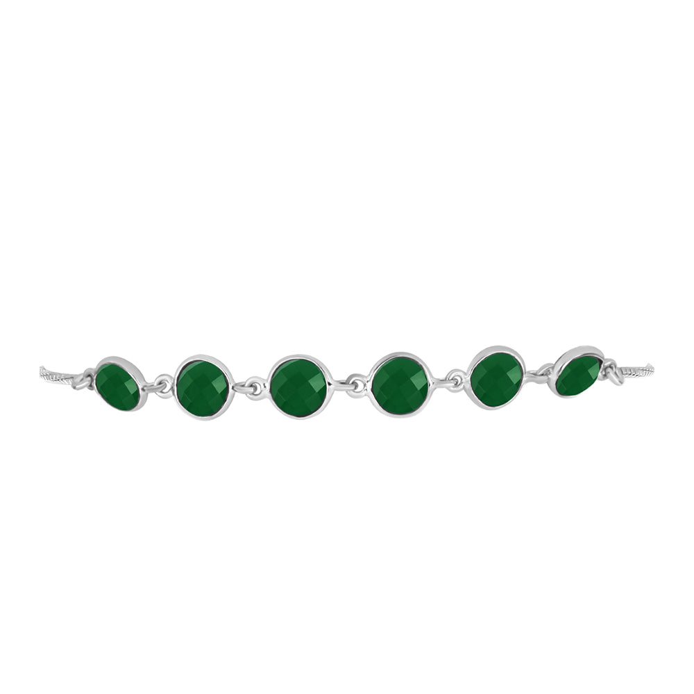 Silberarmband mit grünem Chalcedon 2 