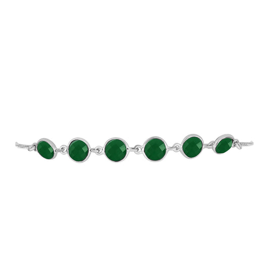 Silberarmband mit grünem Chalcedon
