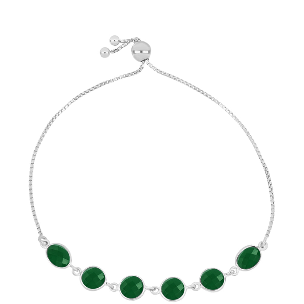 Silberarmband mit grünem Chalcedon 1 
