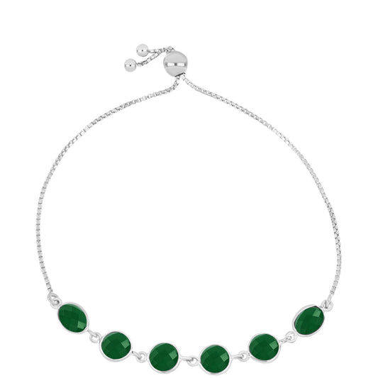Silberarmband mit grünem Chalcedon
