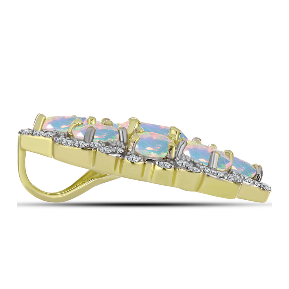 Goldplattierter Silberanhänger mit Welo-Opal und weißem Topas