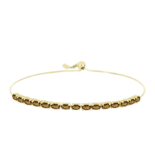 Goldplattiertes Silberarmband mit Cognac-Quarz