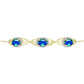 Goldplattiertes Silberarmband mit Pfauenquarz und weißem Topas