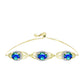 Goldplattiertes Silberarmband mit Pfauenquarz und weißem Topas