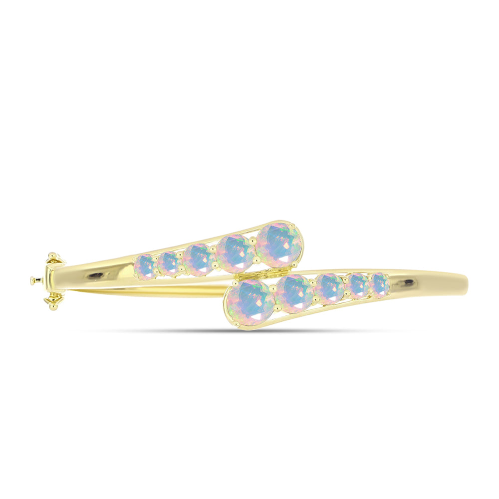 Goldplattierter Silberarmreif mit Welo-Opal und weißem Topas 2 