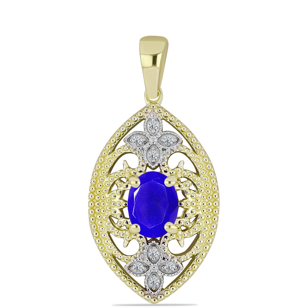 Goldplattierter Silberanhänger mit blauem Achat und weißem Topas