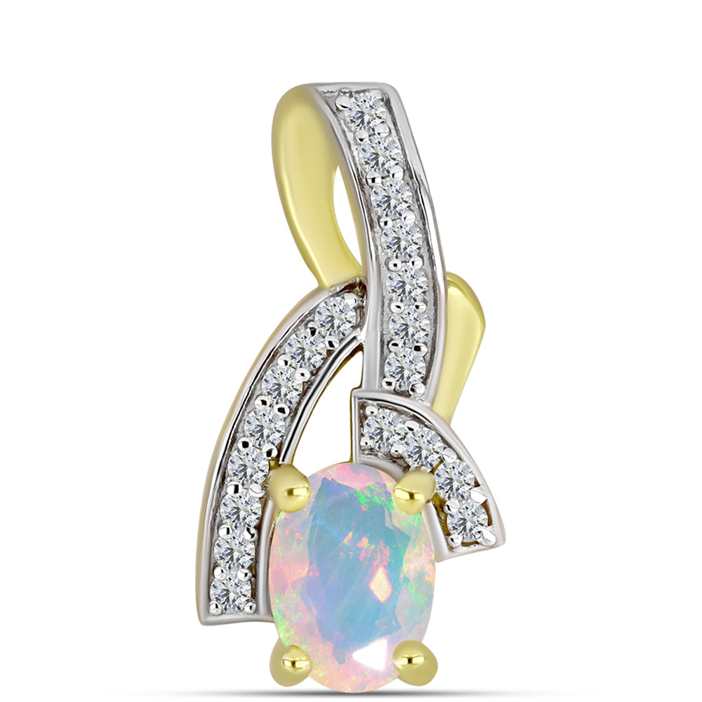 Goldplattierter Silberanhänger mit Welo-Opal und weißem Topas