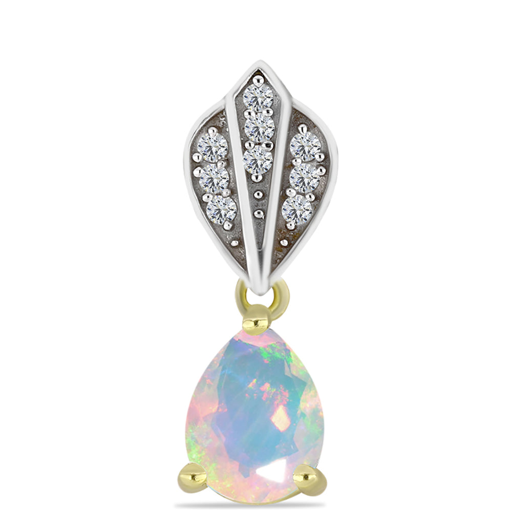 Goldplattierter Silberanhänger mit Welo-Opal und weißem Topas 1 