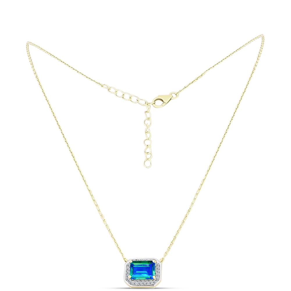 Goldplattierte Silberhalskette mit Pfauenquarz und weißem Topas 1 