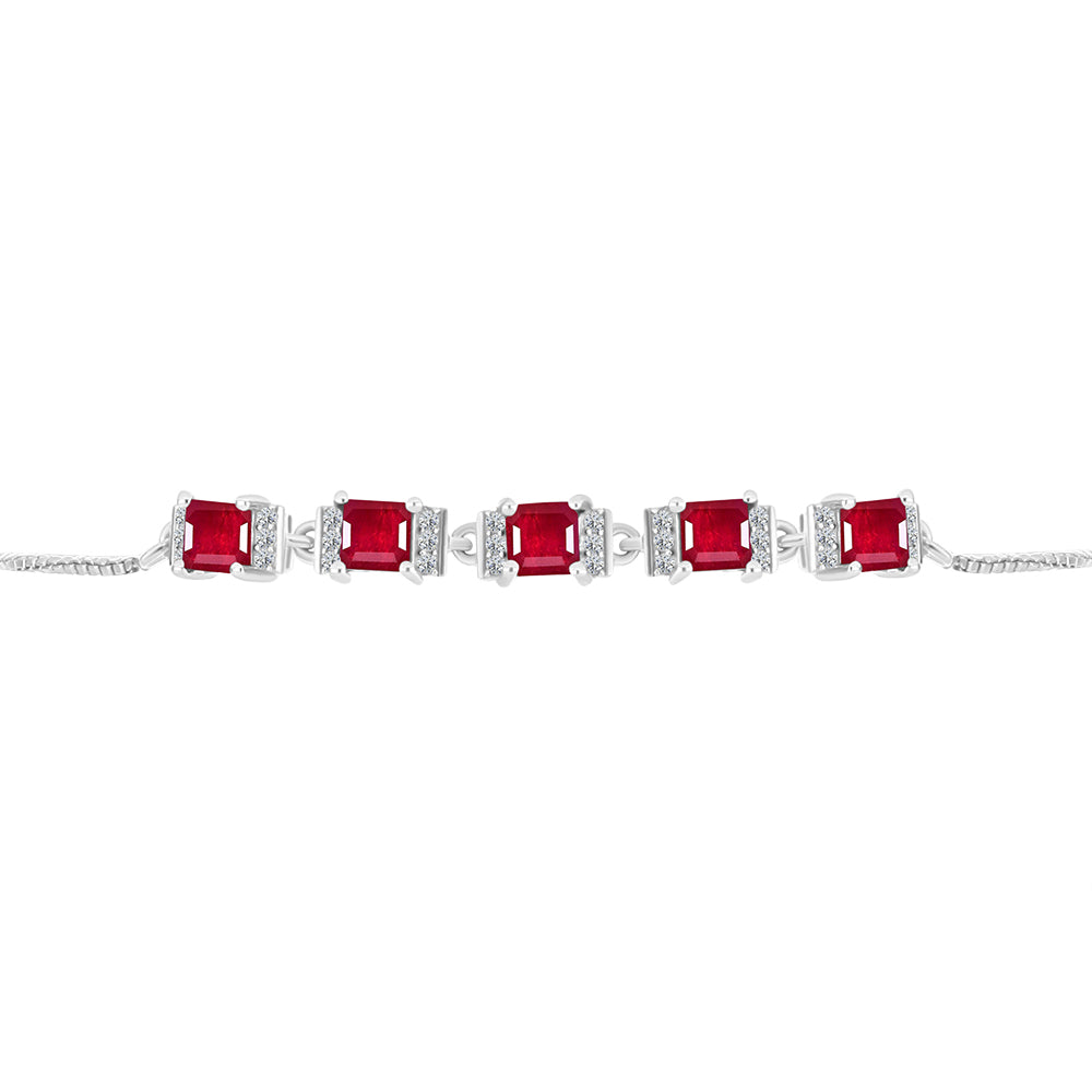Silberarmband mit Rubin aus Madagaskar und weißem Topas 2 