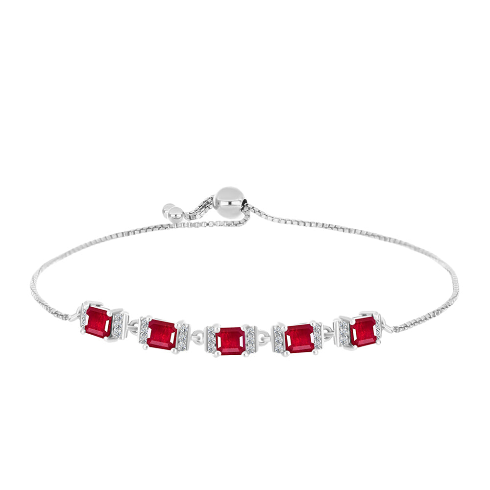 Silberarmband mit Rubin aus Madagaskar und weißem Topas