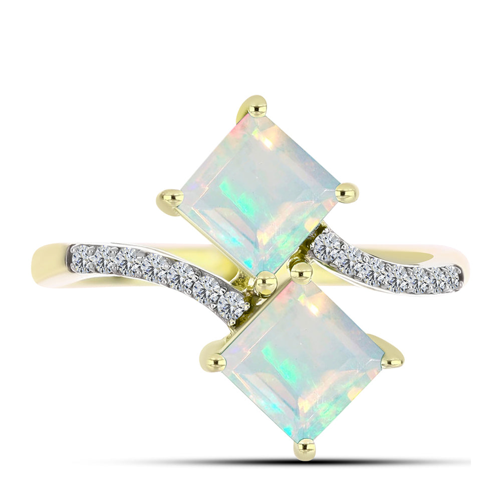 Goldplattierter Silberring mit Welo-Opal und weißem Topas