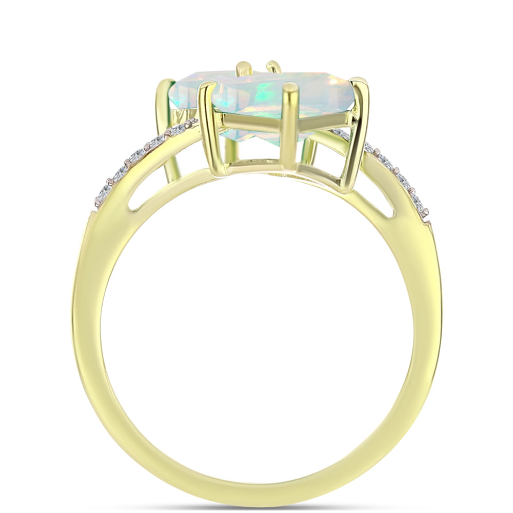 Goldplattierter Silberring mit Welo-Opal und weißem Topas
