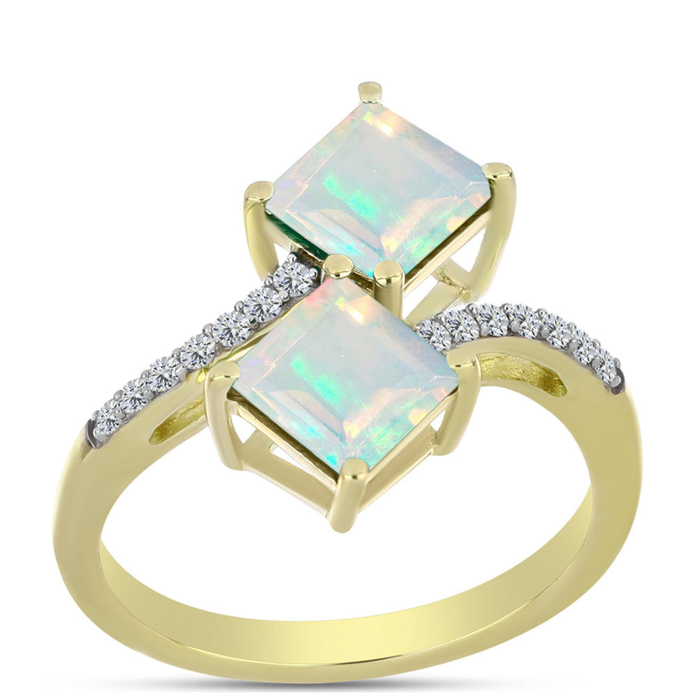 Goldplattierter Silberring mit Welo-Opal und weißem Topas