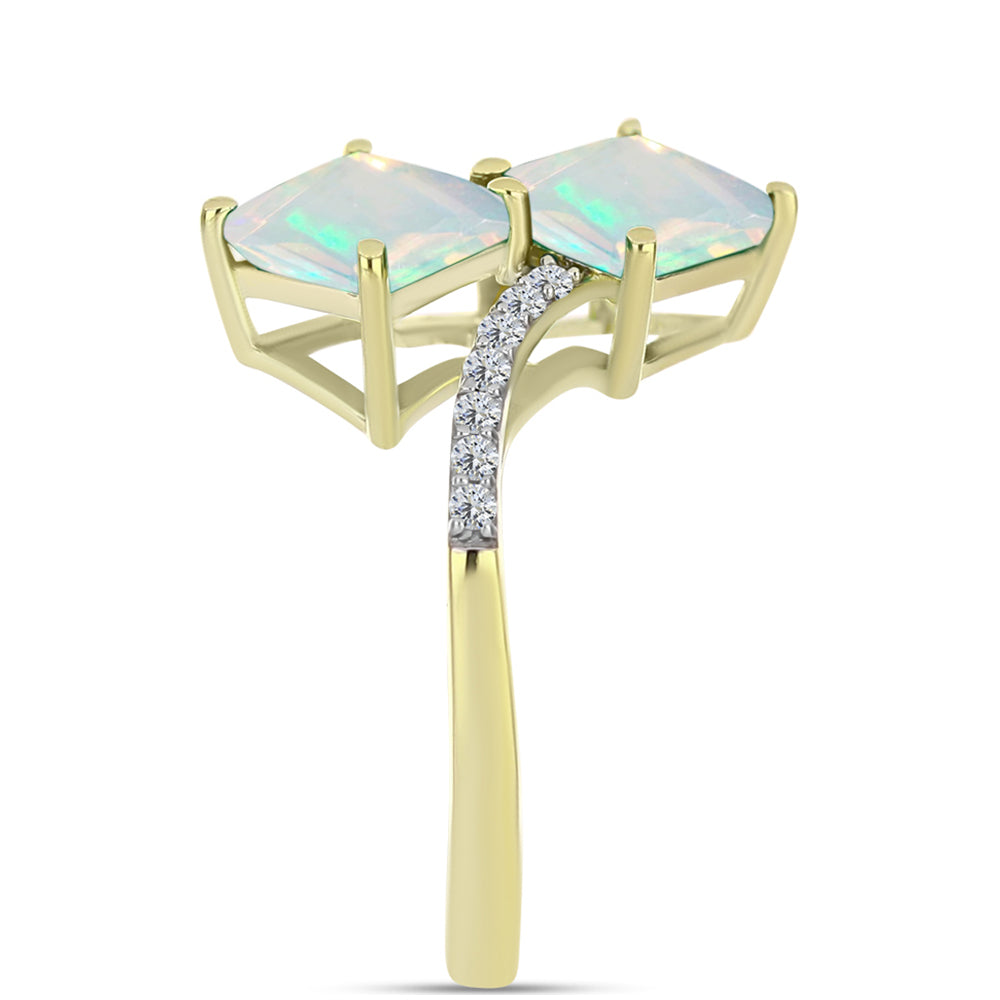 Goldplattierter Silberring mit Welo-Opal und weißem Topas 4 
