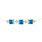 Goldplattiertes Silberarmband mit Pfauenquarz und weißem Topas