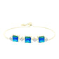 Goldplattiertes Silberarmband mit Pfauenquarz und weißem Topas