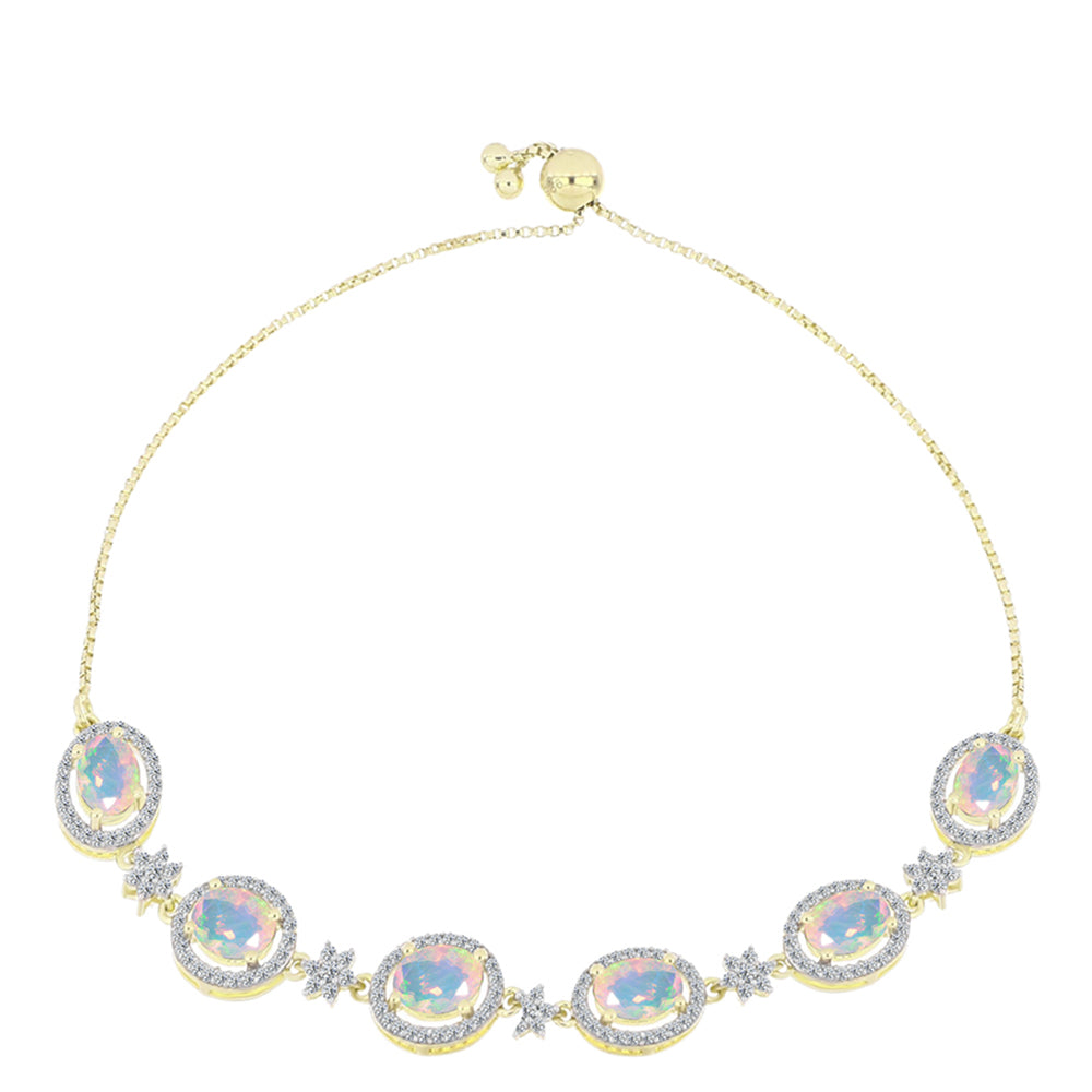 Goldplattiertes Silberarmband mit Welo-Opal und weißem Topas 1 