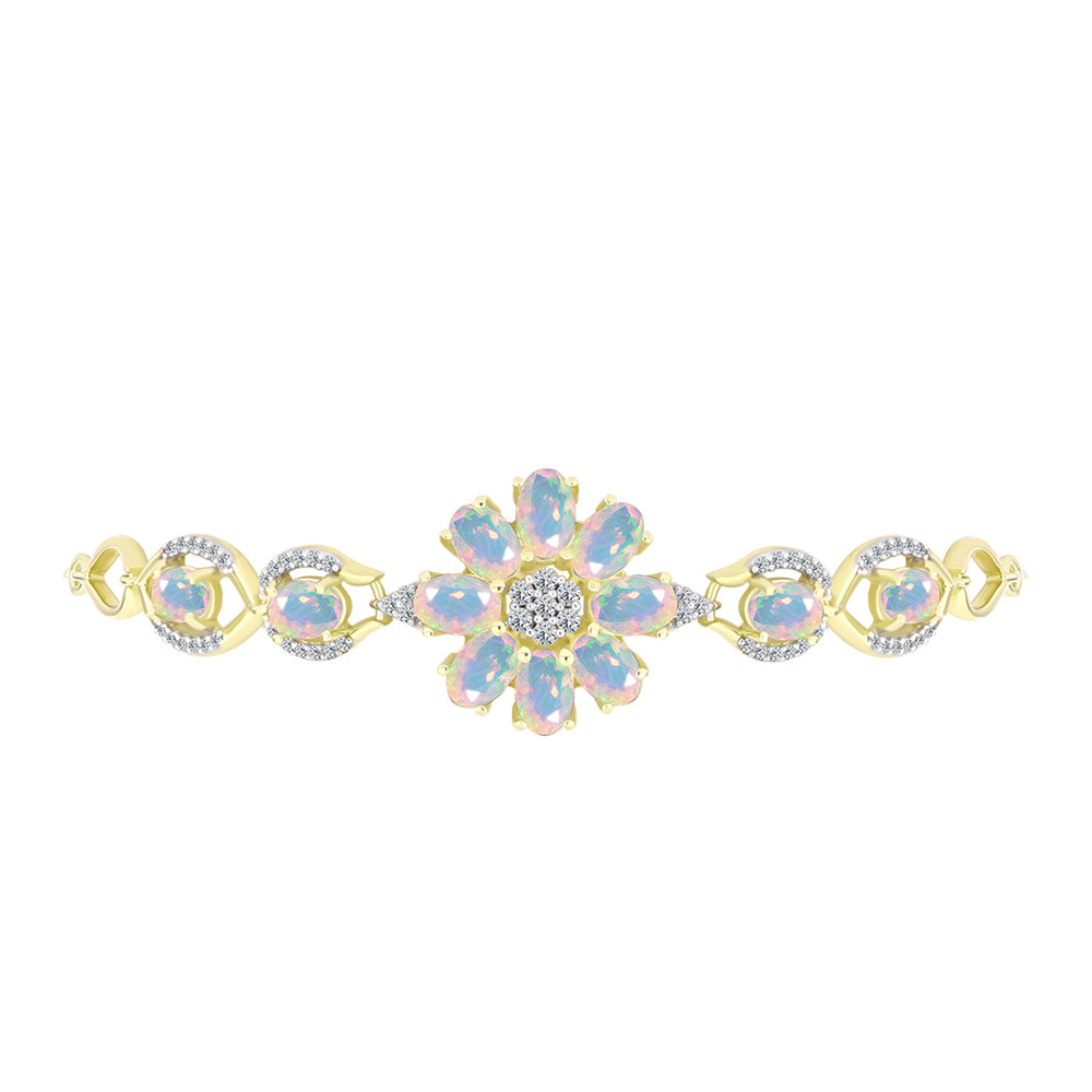 Goldplattiertes Silberarmband mit Welo-Opal und weißem Topas 2 