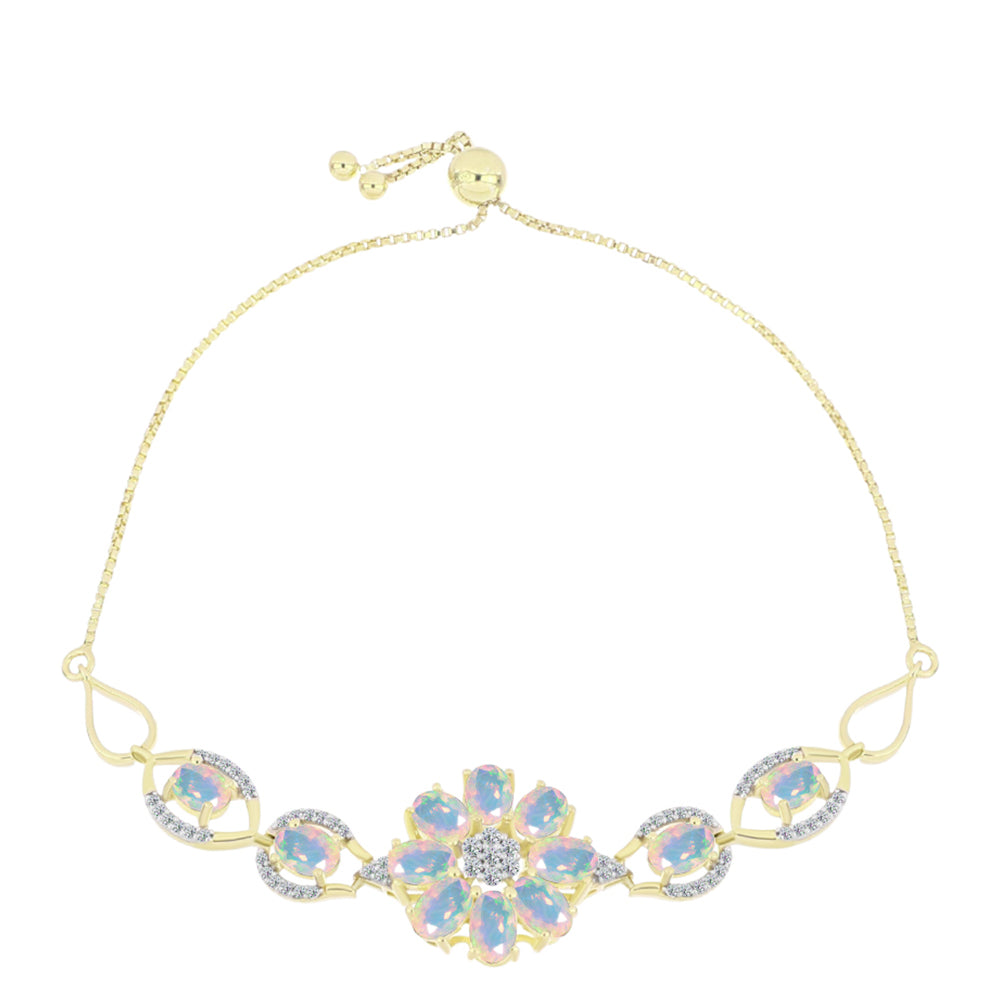 Goldplattiertes Silberarmband mit Welo-Opal und weißem Topas 1 