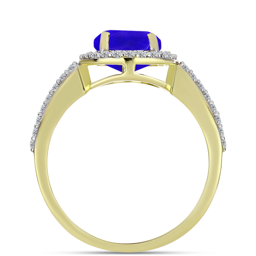 Goldplattierter Silberring mit blauem Achat und weißem Topas