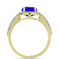 Goldplattierter Silberring mit blauem Achat und weißem Topas
