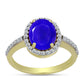 Goldplattierter Silberring mit blauem Achat und weißem Topas