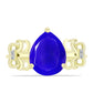 Goldplattierter Silberring mit blauem Achat und weißem Topas