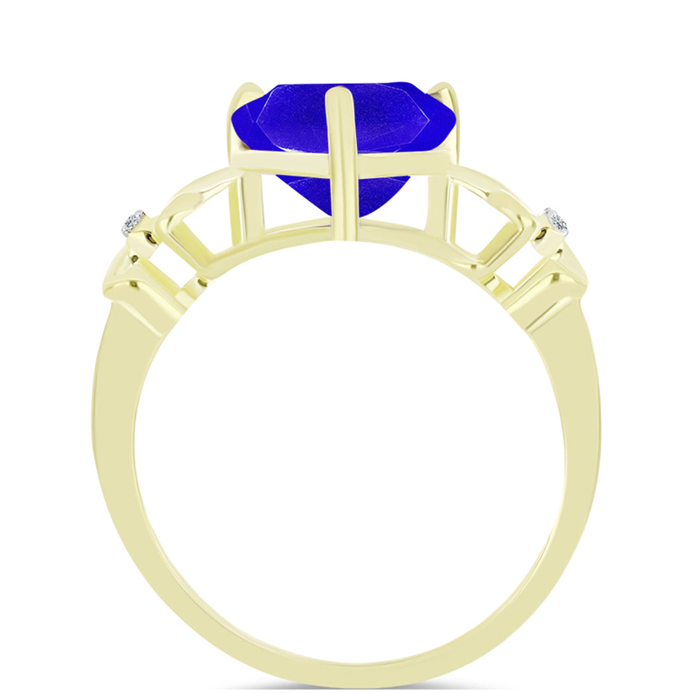 Goldplattierter Silberring mit blauem Achat und weißem Topas