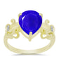 Goldplattierter Silberring mit blauem Achat und weißem Topas